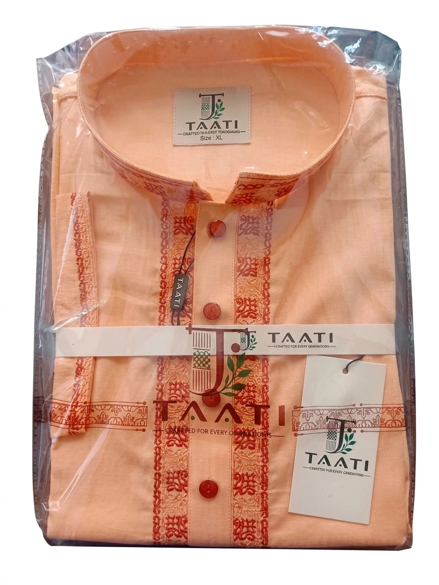 Taati Orange cotton premium panjabi